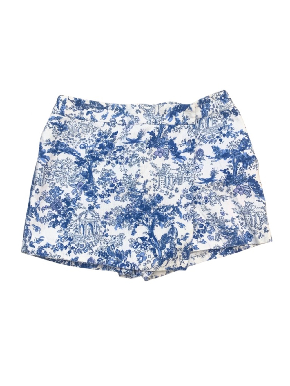2/$30 ASOS Floral Mini Skort Cotton White Blue Coastal Skirt Art to Wear Prairie